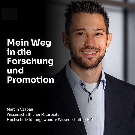Titelbild der Interviewreihe "Mein Weg in die Forschung und Promotion" mit Marcin Czaban im Mittelpunkt