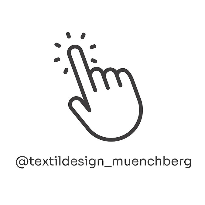 Klickende Hand auf weißem Grund; Textildesign Münchberg
