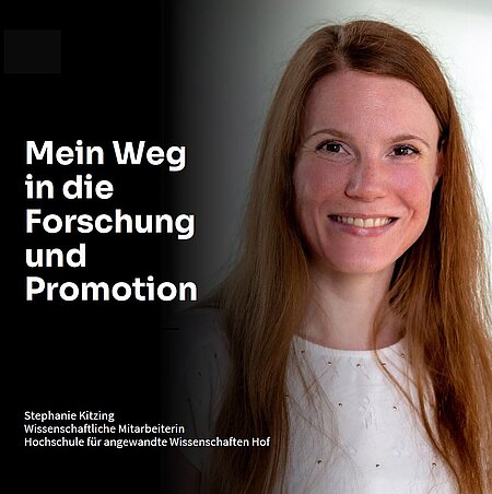 Titelbild der Interviewreihe "Mein Weg in die Forschung und Promotion" mit Stephanie Kitzing im Mittelpunkt