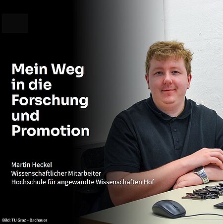 Titelbild der Interviewreihe "Mein Weg in die Forschung und Promotion" mit Martin Heckel im Mittelpunkt